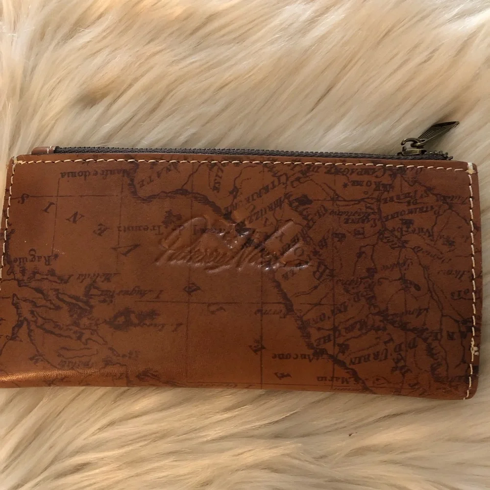 Patricia Nash wallet in tan/brown map leather